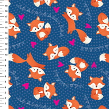 Sintético Doll Raposinhas Bandeirinhas Fundo Azul - Meia Tigela 50cm x 1,36mt Sintético Doll Raposinhas Bandeirinhas Fundo Azul - Meia Tigela 50cm x 1,36mt