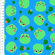 Sintético Doll Sapinhos Listras Fundo Azul - Meia Tigela 50cm x 1,36mt Sintético Doll Sapinhos Listras Fundo Azul - Meia Tigela 50cm x 1,36mt