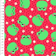 Sintético Doll Sapinhos Poá Fundo Vermelho - Meia Tigela 50cm x 1,36mt Sintético Doll Sapinhos Poá Fundo Vermelho - Meia Tigela 50cm x 1,36mt