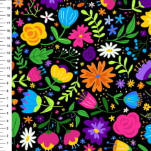 Sintético Doll Sarja Estampada Impermeável Floral Colorido Meia Tigela 9100e7309S 50cm x 1,36mt Sintético Doll Sarja Estampada Impermeável Floral Colorido Meia Tigela 9100e7309S 50cm x 1,36mt