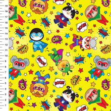 Sintético Doll Super Bichinhos Fundo Amarelo - Meia Tigela 50cm x 1,36mt Sintético Doll Super Bichinhos Fundo Amarelo - Meia Tigela 50cm x 1,36mt