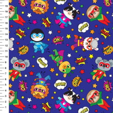 Sintético Doll Super Bichinhos Fundo Azul Marinho - Meia Tigela 50cm x 1,36mt Sintético Doll Super Bichinhos Fundo Azul Marinho - Meia Tigela 50cm x 1,36mt