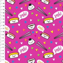 Sintético Doll Sushi Fundo Pink - Meia Tigela 50cm x 1,36mt Sintético Doll Sushi Fundo Pink - Meia Tigela 50cm x 1,36mt