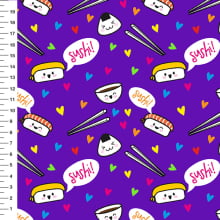Sintético Doll Sushi Fundo Roxo - Meia Tigela 50cm x 1,36mt Sintético Doll Sushi Fundo Roxo - Meia Tigela 50cm x 1,36mt