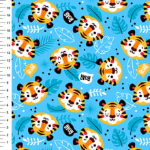 Sintético Doll Tigrinhos Roar Fundo Azul - Meia Tigela 50cm x 1,36mt Sintético Doll Tigrinhos Roar Fundo Azul - Meia Tigela 50cm x 1,36mt