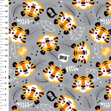 Sintético Doll Tigrinhos Roar Fundo Cinza - Meia Tigela 50cm x 1,36mt Sintético Doll Tigrinhos Roar Fundo Cinza - Meia Tigela 50cm x 1,36mt