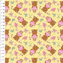 Sintético Doll Ursinha Bailarina Fundo Amarelo - Meia Tigela 50cm x 1,36mt Sintético Doll Ursinha Bailarina Fundo Amarelo - Meia Tigela 50cm x 1,36mt