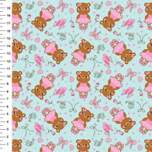 Sintético Doll Ursinha Bailarina Fundo Verde Água - Meia Tigela 50cm x 1,36mt Sintético Doll Ursinha Bailarina Fundo Verde Água - Meia Tigela 50cm x 1,36mt