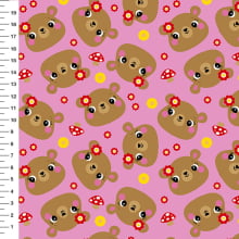 Sintético Doll Ursinha Flores Fundo Rosa - Meia Tigela 50cm x 1,36mt Sintético Doll Ursinha Flores Fundo Rosa - Meia Tigela 50cm x 1,36mt