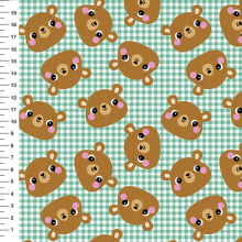 Sintético Doll Ursinhos Xadrez Verde Água - Meia Tigela 50cm x 1,36mt Sintético Doll Ursinhos Xadrez Verde Água - Meia Tigela 50cm x 1,36mt