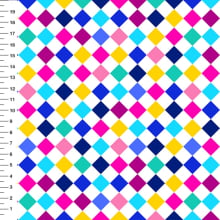 Sintético Doll Xadrez Diagonal Arco-Íris Fundo Branco - Meia Tigela 50cm x 1,36mt Sintético Doll Xadrez Diagonal Arco-Íris Fundo Branco - Meia Tigela 50cm x 1,36mt