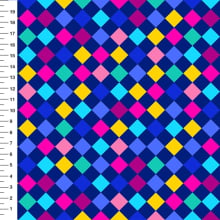Sintético Doll Xadrez Diagonal Colorido Fundo Azul Marinho - Meia Tigela 50cm x 1,36mt Sintético Doll Xadrez Diagonal Colorido Fundo Azul Marinho - Meia Tigela 50cm x 1,36mt