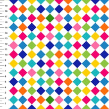 Sintético Doll Xadrez Diagonal Colorido Fundo Branco - Meia Tigela 50cm x 1,36mt Sintético Doll Xadrez Diagonal Colorido Fundo Branco - Meia Tigela 50cm x 1,36mt