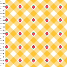 Sintético Doll Xadrez Morangos Amarelo - Meia Tigela 50cm x 1,36mt Sintético Doll Xadrez Morangos Amarelo - Meia Tigela 50cm x 1,36mt