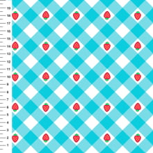 Sintético Doll Xadrez Morangos Azul - Meia Tigela 50cm x 1,36mt Sintético Doll Xadrez Morangos Azul - Meia Tigela 50cm x 1,36mt