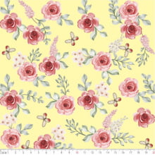 Floral Digital Rosas fundo amarelo 66419 Var01