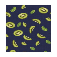 Tecido Estampado Kiwi fundo Marinho