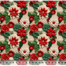 Tecido Tricoline Digital Flores de Natal 3D 82174
