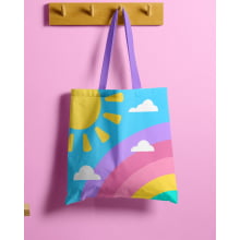 Ecobag e Necesaries Sol e Arco Íris Coleção Fantasia - Meia Tigela