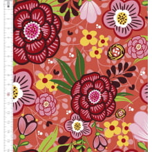 Tecido Tricoline Floral Fundo Goiaba Verão Gizoca 9100e7359