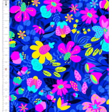 Floral Divertido Fundo Azul 9100e8197 - Meia Tigela