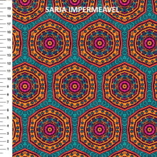 Sarja Estampada Impermeável Mandalas Verde Salmão Laranja 9100e3852S