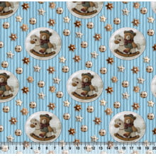 Sarja Estampada Impermeável Ursinho Cavalo de Madeira 3D 84519 DZ