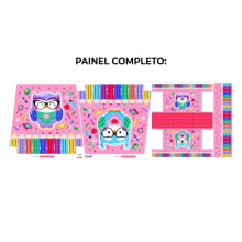 Tecido Painel Ecobag Coruja Fundo Rosa Professores - Meia Tigela