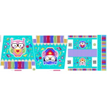 Tecido Painel Ecobag Coruja Fundo Tiffany Professores - Meia Tigela