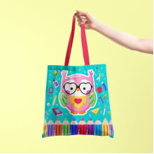 Tecido Painel Ecobag Coruja Fundo Tiffany Professores - Meia Tigela