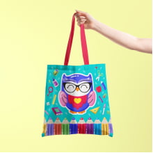 Tecido Painel Ecobag Coruja Fundo Tiffany Professores - Meia Tigela