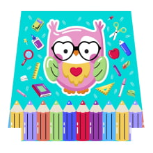 Tecido Painel Ecobag Coruja Fundo Tiffany Professores - Meia Tigela