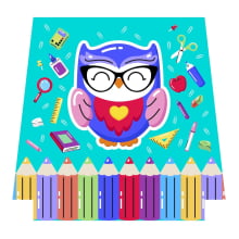 Tecido Painel Ecobag Coruja Fundo Tiffany Professores - Meia Tigela