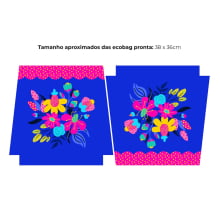 Tecido Painel Ecobag Necessarie Floral Azul - Meia Tigela