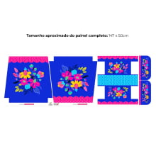 Tecido Painel Ecobag Necessarie Floral Azul - Meia Tigela