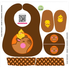Tecido Painel Kit Babador e Sapatinho Capivara Patinho 2.0 - Meia Tigela