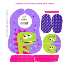 Tecido Painel Kit Babador e Sapatinho Dinossaura - Meia Tigela
