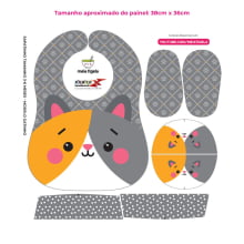 Tecido Painel Kit Babador e Sapatinho Gato - Meia Tigela
