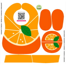 Tecido Painel Kit Babador e Sapatinho Laranja - Meia Tigela