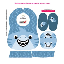 Tecido Painel Kit Babador e Sapatinho Tubarão - Meia Tigela