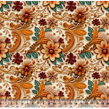 Tecido Sarja Impermeável Flores de Inverno - 3D 85704 DZ