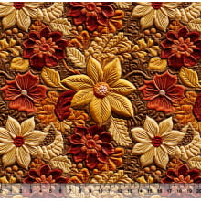 Tecido Sarja Impermeável Flores de Outono 3D 85701