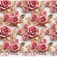 Tecido Sarja Impermeável Rosas e Pérolas 3D 85700  DZ