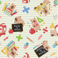 Tecido Tricoline Capivara Volta as Aulas Listrado Amarelo bb Tecido Tricoline Capivara Volta as Aulas Listrado Amarelo bb
