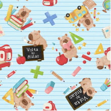 Tecido Tricoline Capivara Volta as Aulas Listrado Azul bb Tecido Tricoline Capivara Volta as Aulas Listrado Azul bb