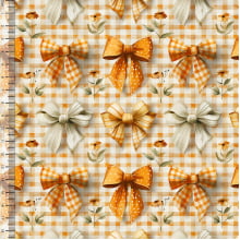 Tecido Tricoline Digital Laços Xadrez Laranja - 95929