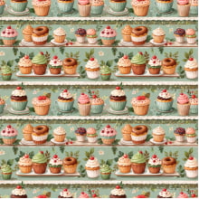 Tecido Tricoline Faixas CupCakes 9050V305