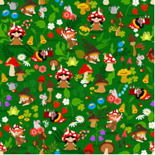 Tecido Tricoline Jardim Encantado Fundo Verde - Meia Tigela