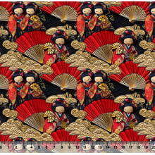 Tecido Tricoline Kokeshi e Leque 96734