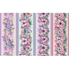 Tricoline Digital Barrado Borboletas Lilás - A0608 Tricoline Digital Barrado Borboletas Lilás - A0608